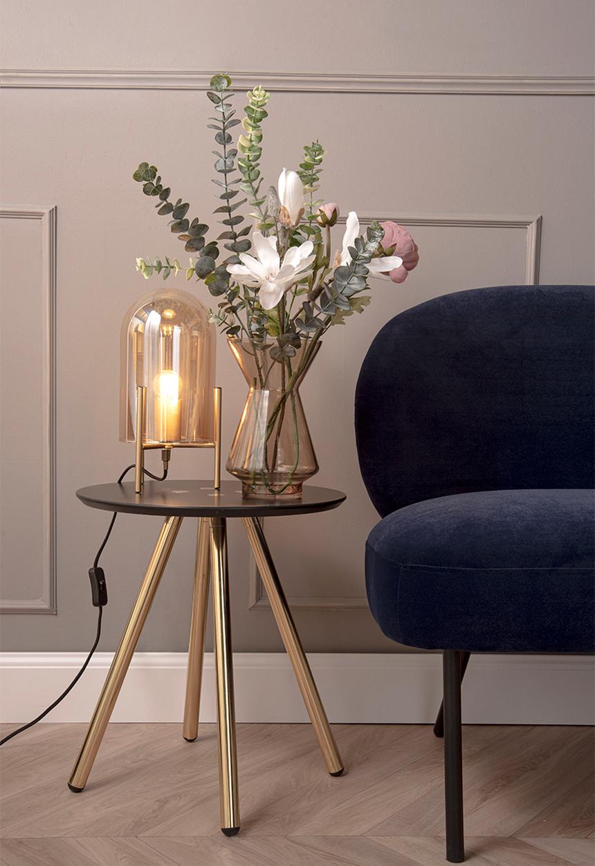 Present Time - Table lamp glass bell - amber brown