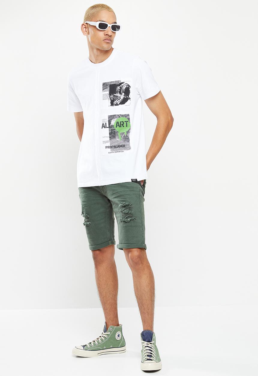 Cutty - Bondi rip & repair denim short - lt fatigue