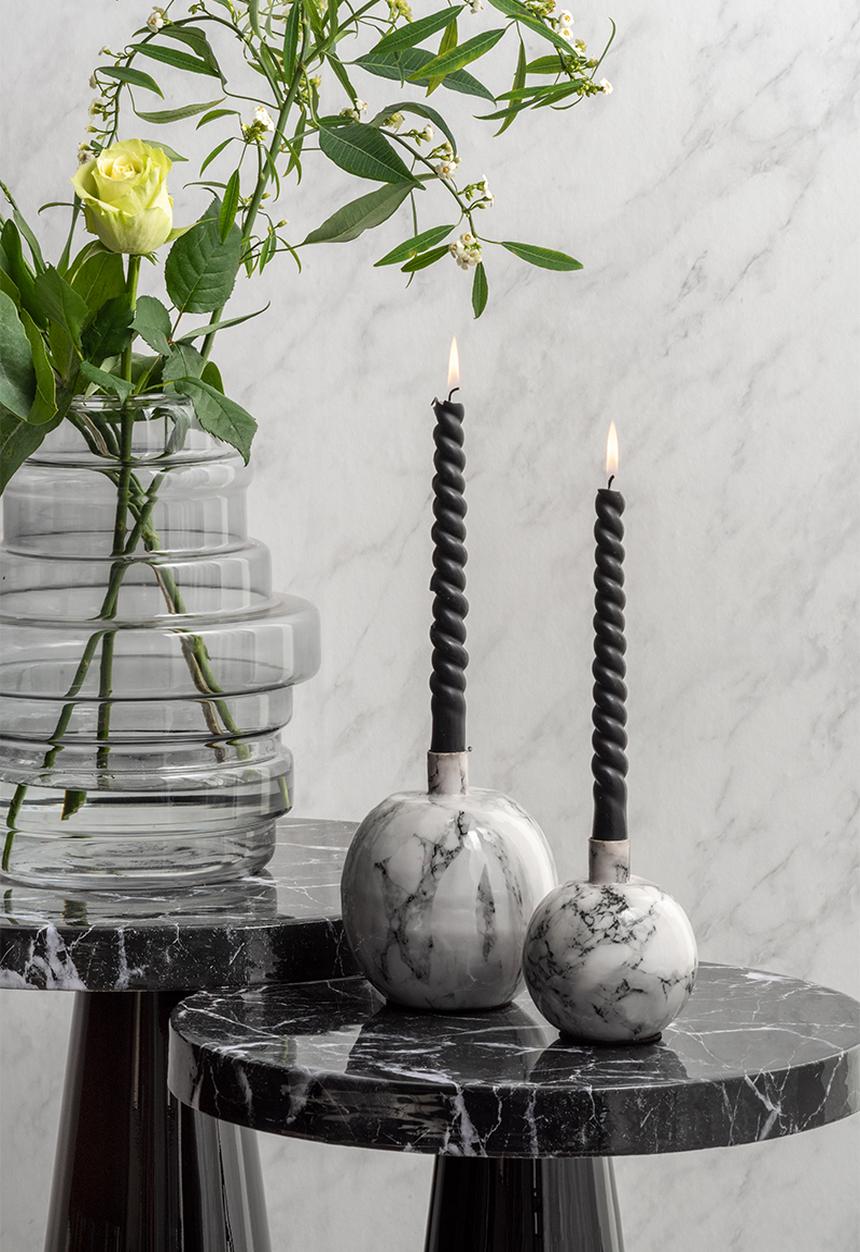 Present Time - Side table marble look - black