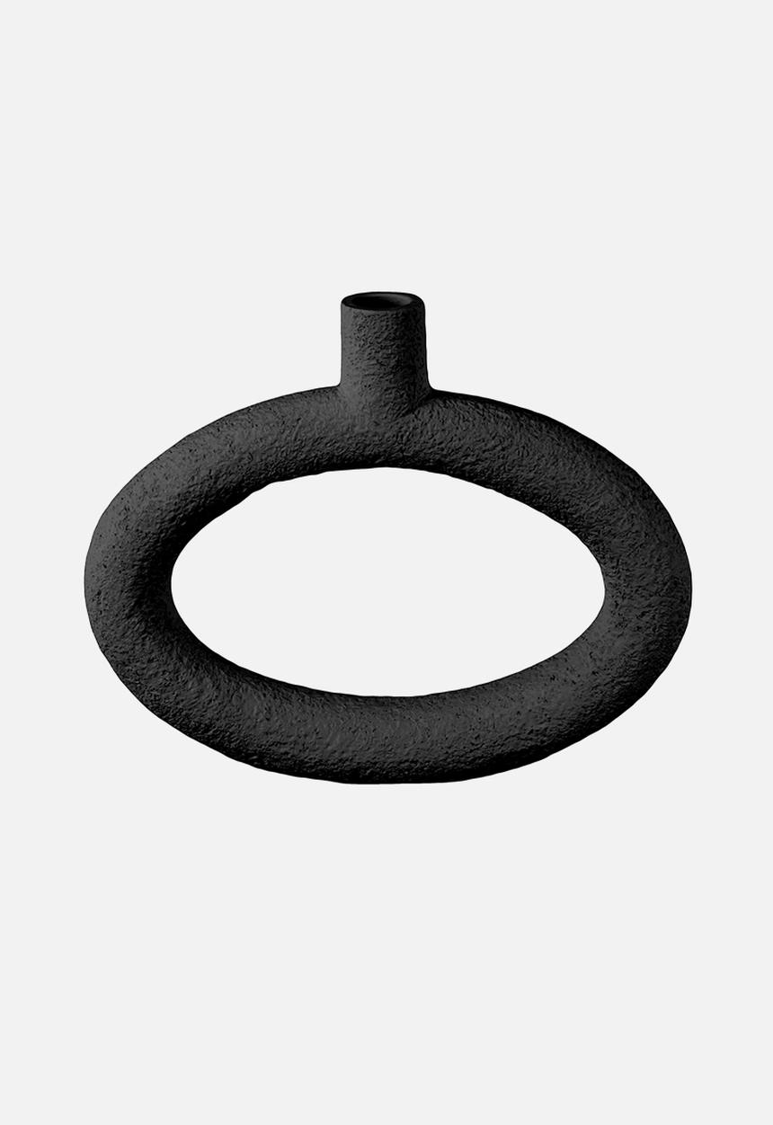 Present Time - Oval wide vase ring - black