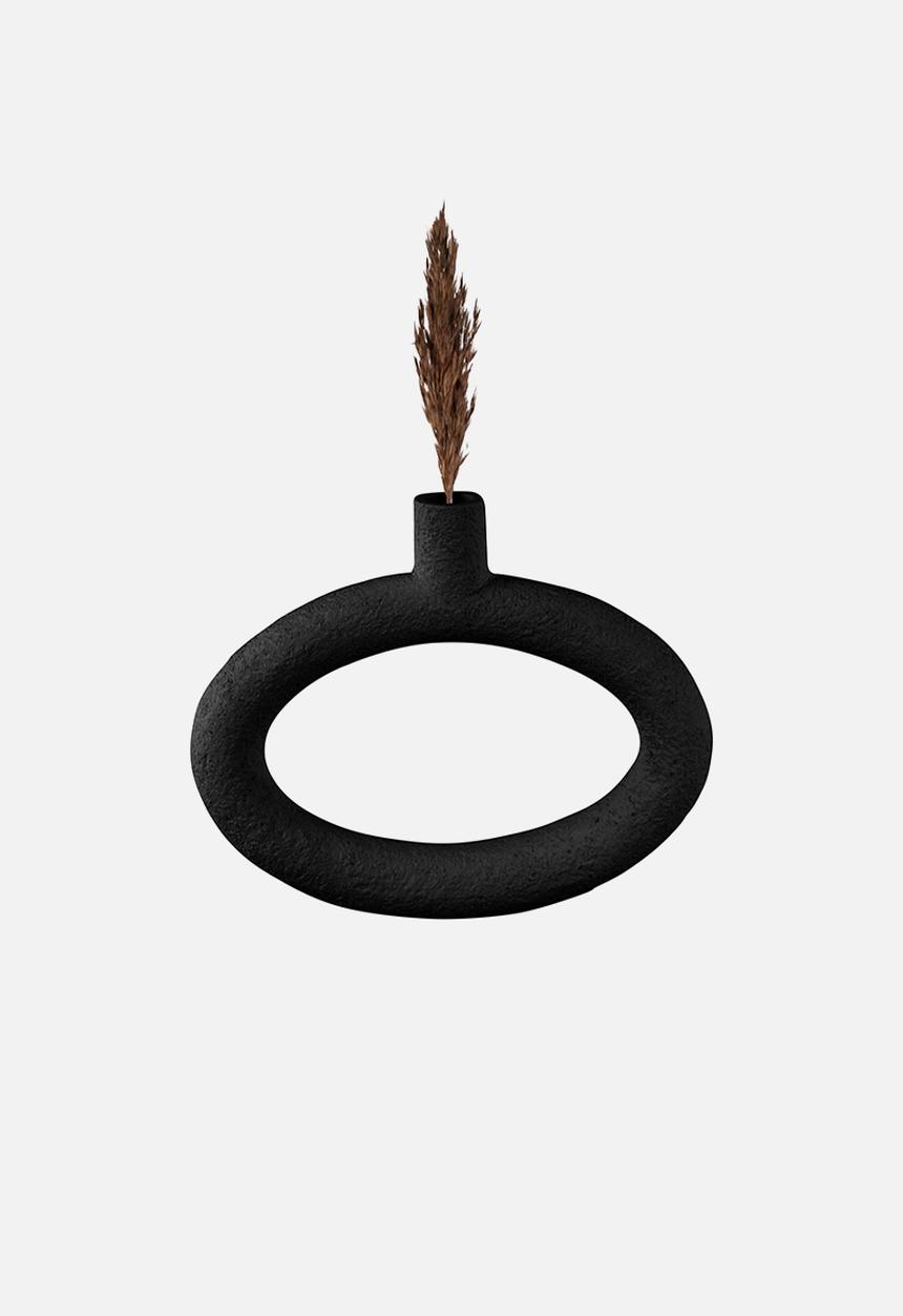Present Time - Oval wide vase ring - black