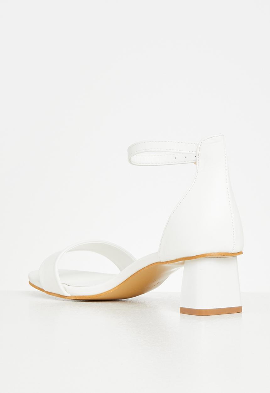 Seduction - Ankle tie barely there block heel - white