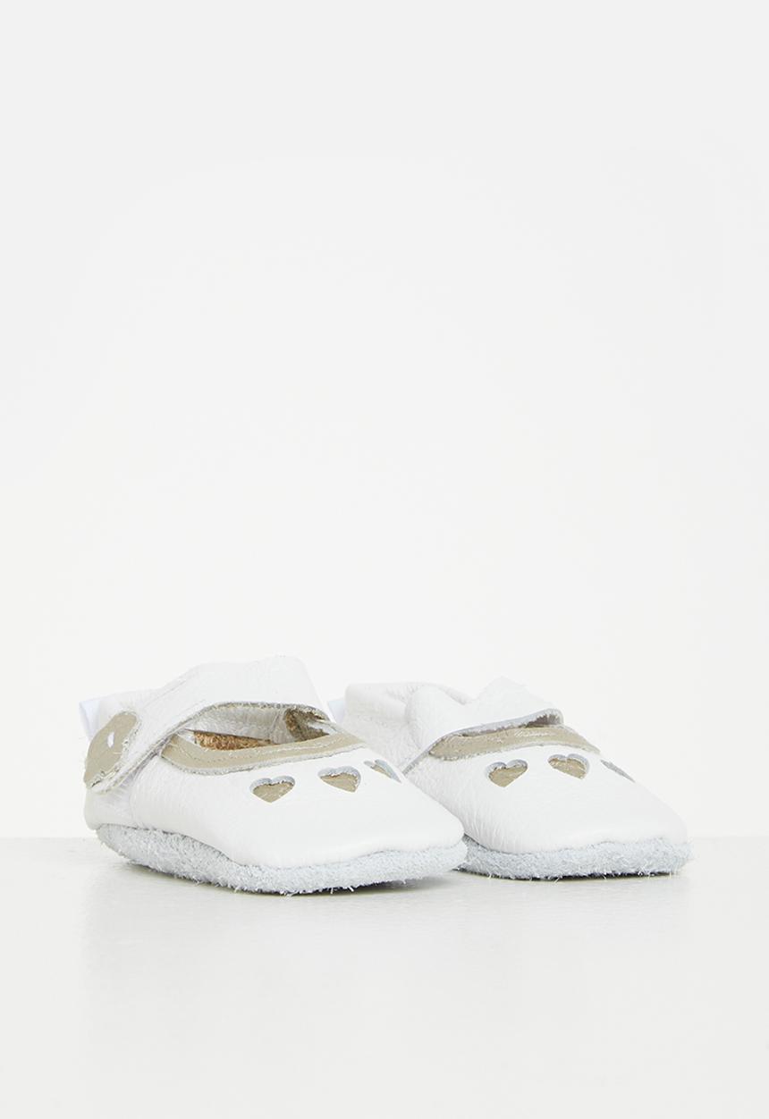 Pitta-Patta Shoes - Girls heart shoes - white/gold