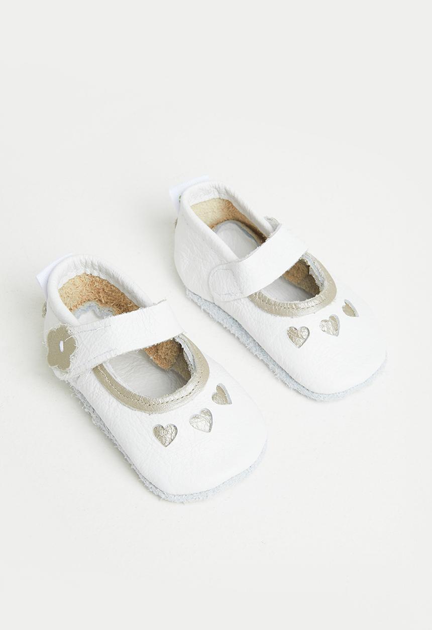 Pitta-Patta Shoes - Girls heart shoes - white/gold