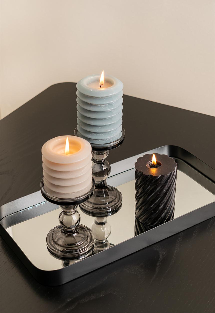 Present Time - Layered circles pillar medium candle - jeans blue