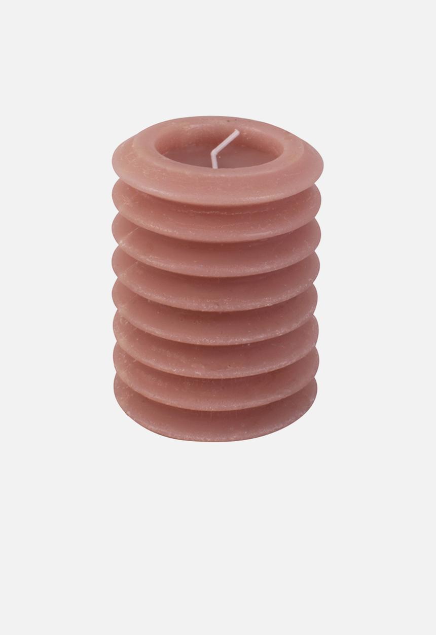 Present Time - Layered circles pillar medium candle - faded pink