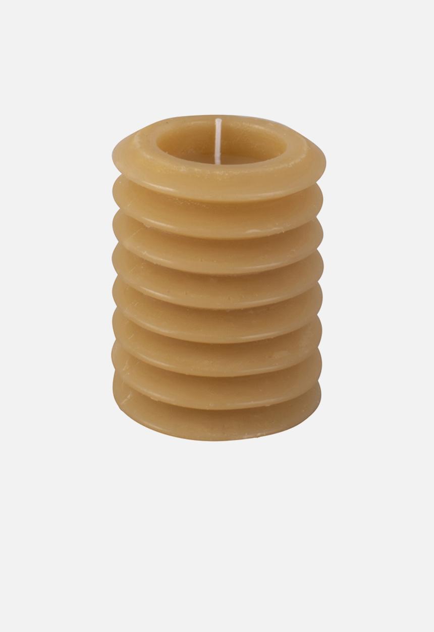 Present Time - Layered circles pillar medium candle - sand brown