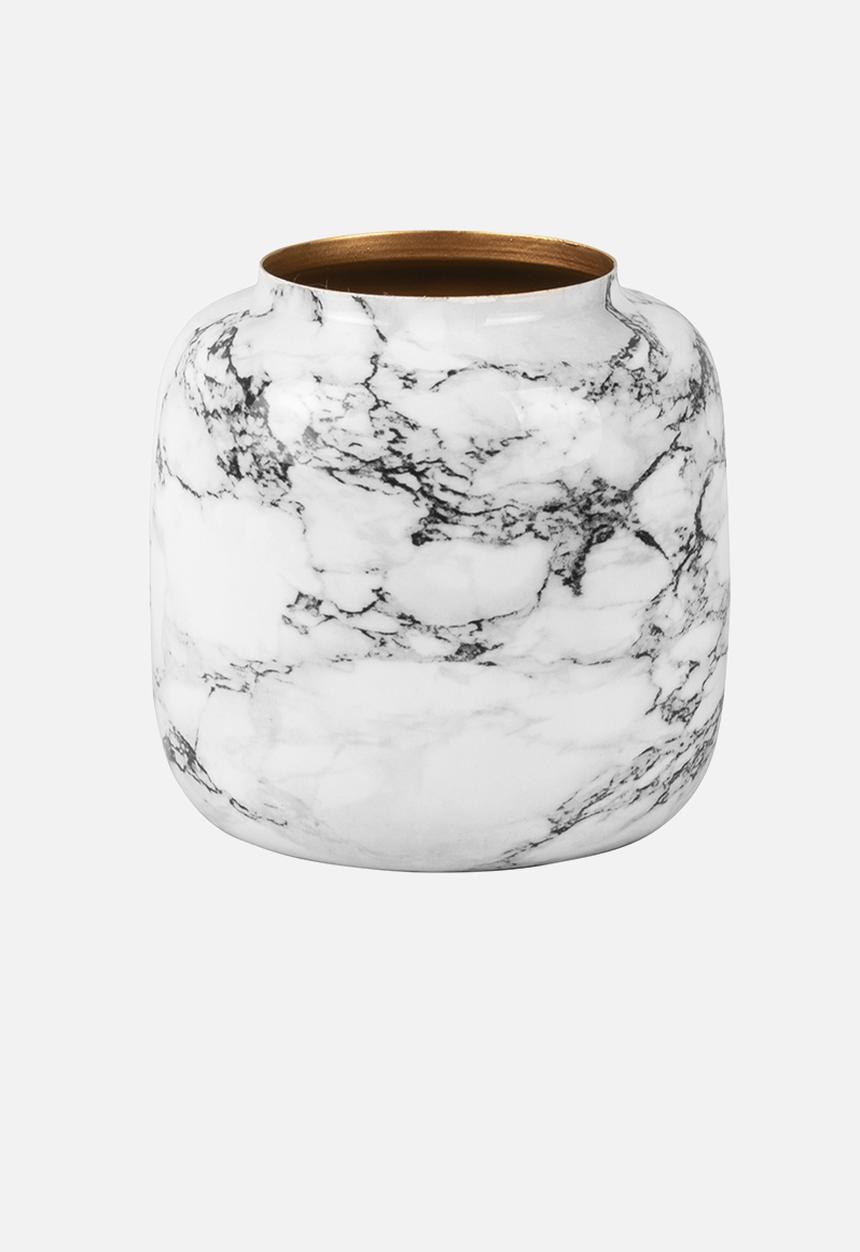 Present Time - Marble look sphere large vase - white