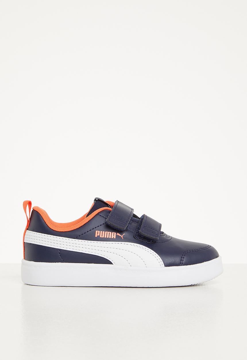 PUMA - Courtflex v2 v ps - peacoat - puma white - nasturtium