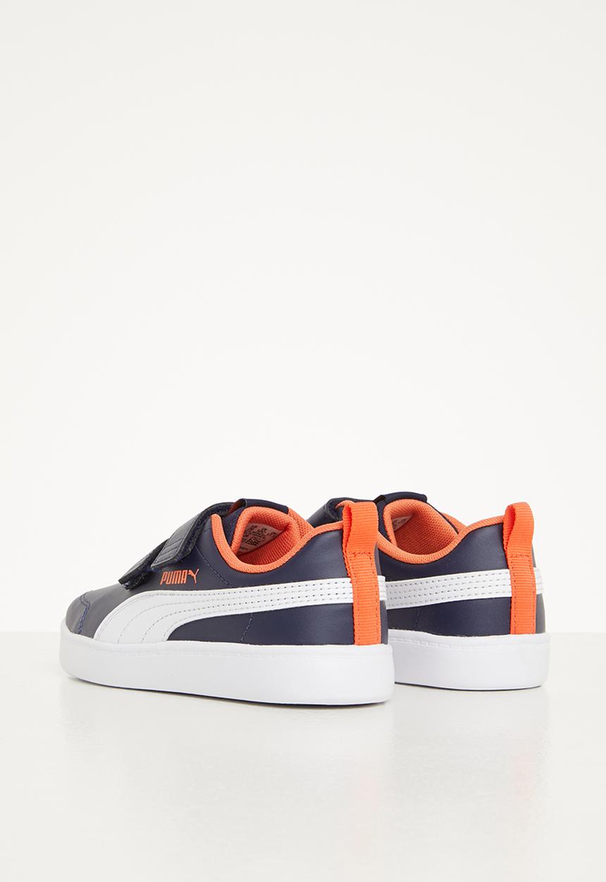 PUMA - Courtflex v2 v ps - peacoat - puma white - nasturtium