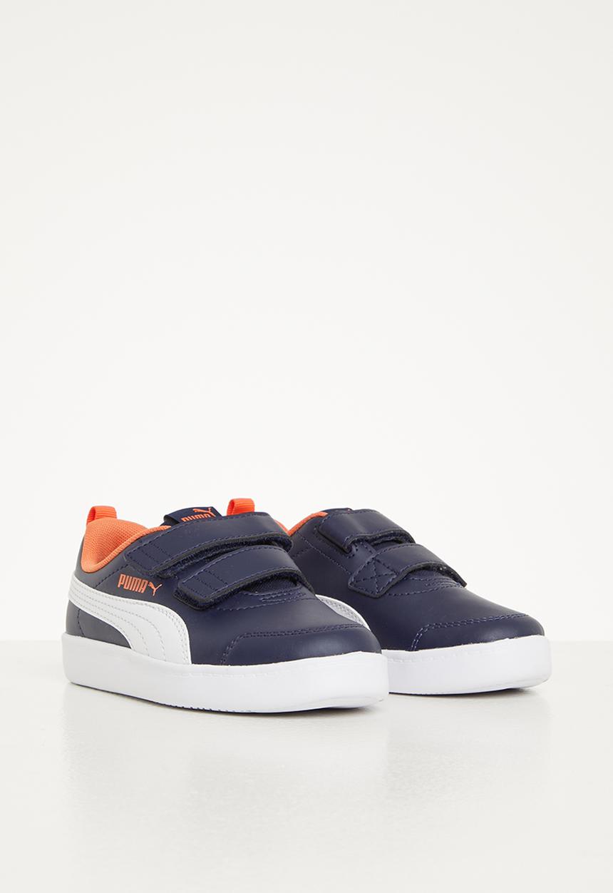 PUMA - Courtflex v2 v ps - peacoat - puma white - nasturtium