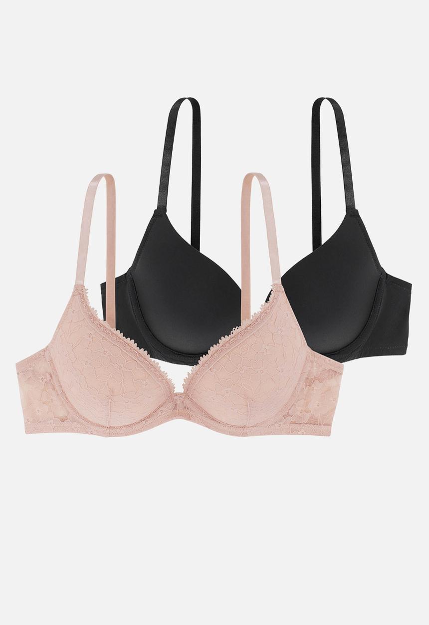 DORINA - Rue 2pack push up plunge - pink & black