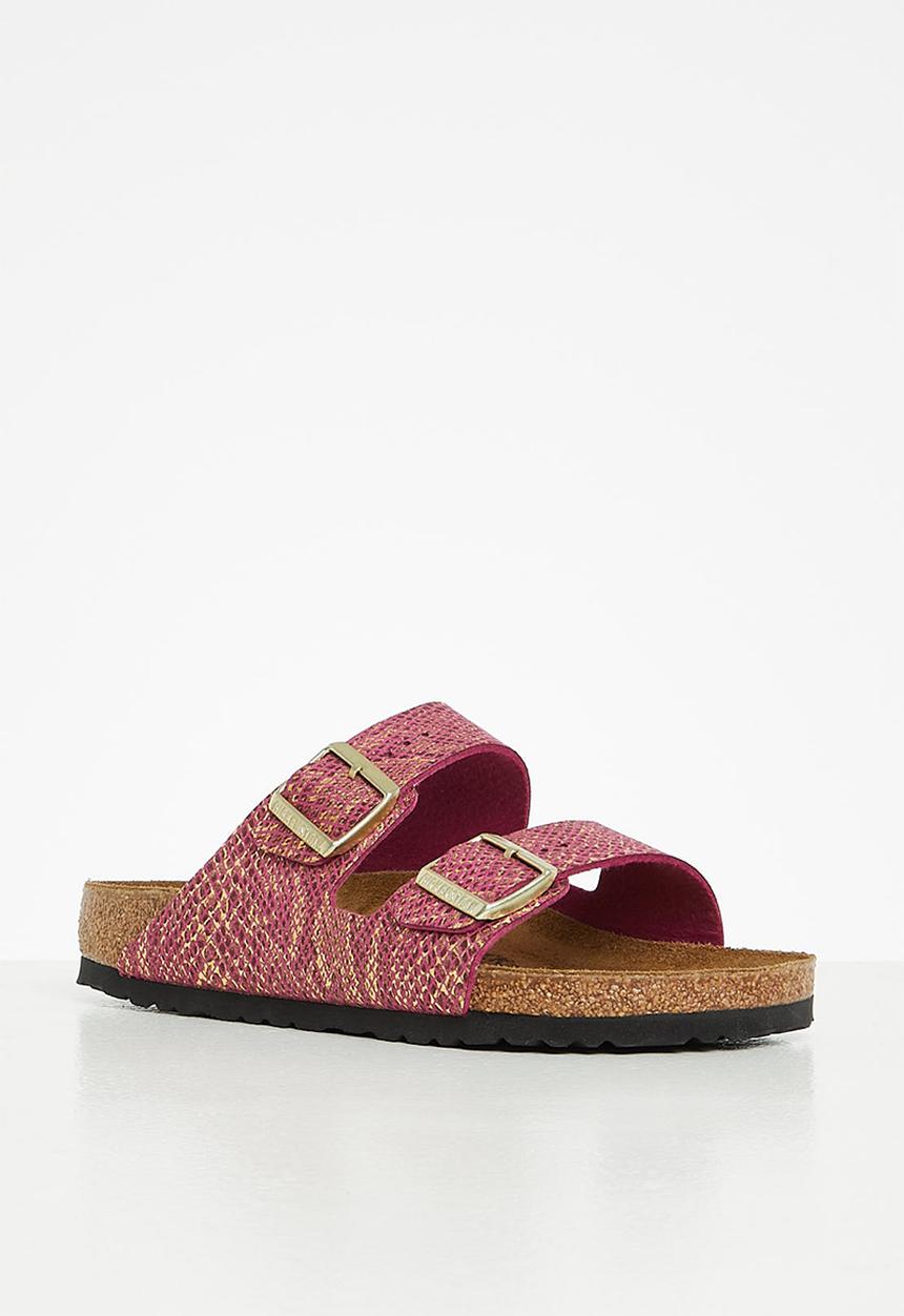 Birkenstock - Arizona shiny python microfibre regular  - dark fuchsia