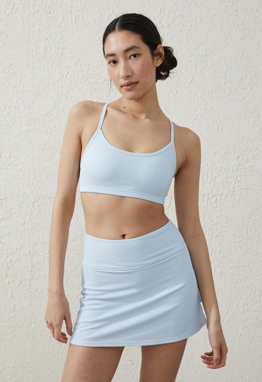 Cotton On - Workout yoga crop - silky blue rib