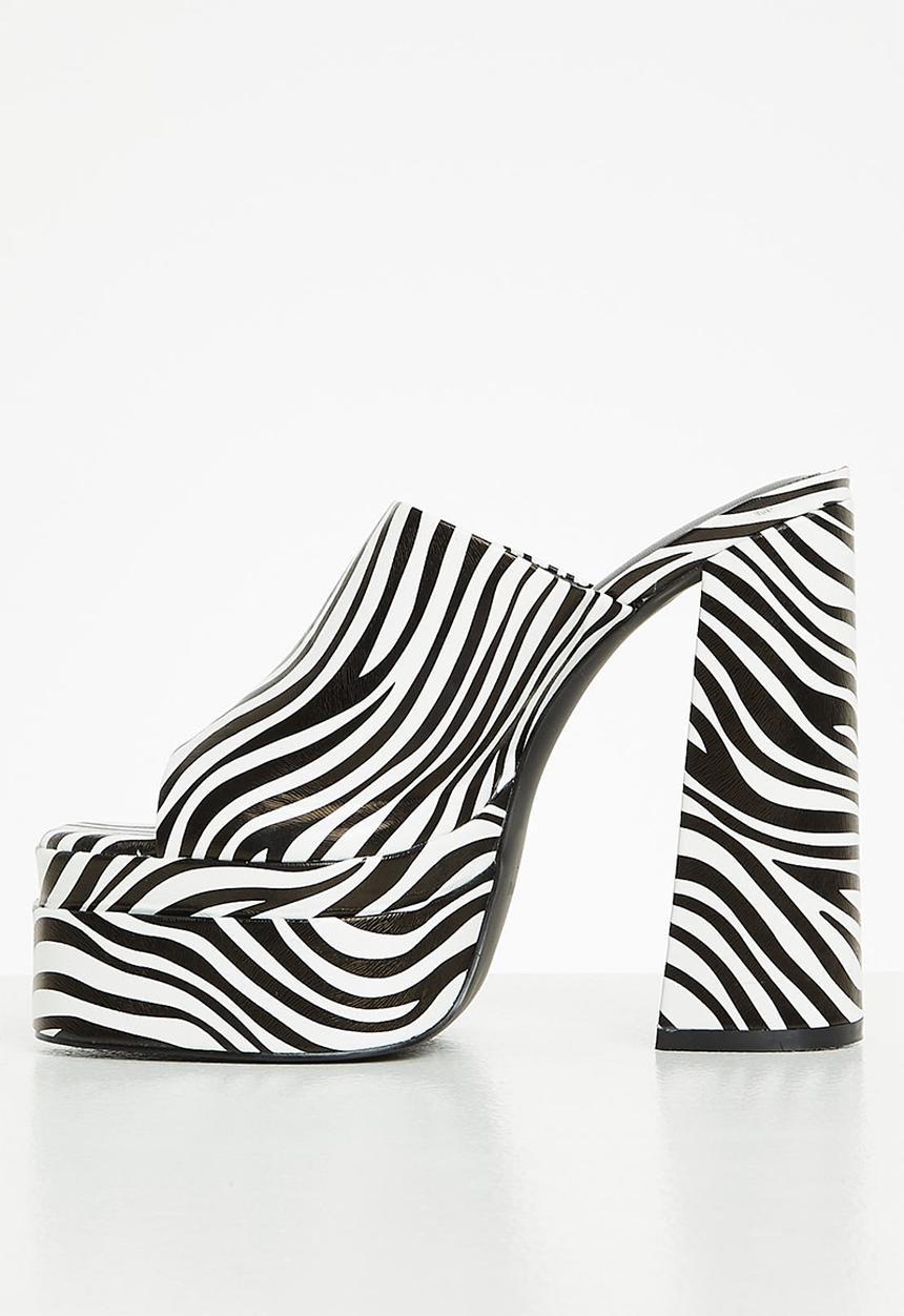 SIMMI London - Robin - 5 platform block heel mule - zebra print