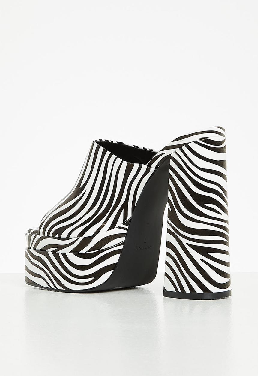SIMMI London - Robin - 5 platform block heel mule - zebra print