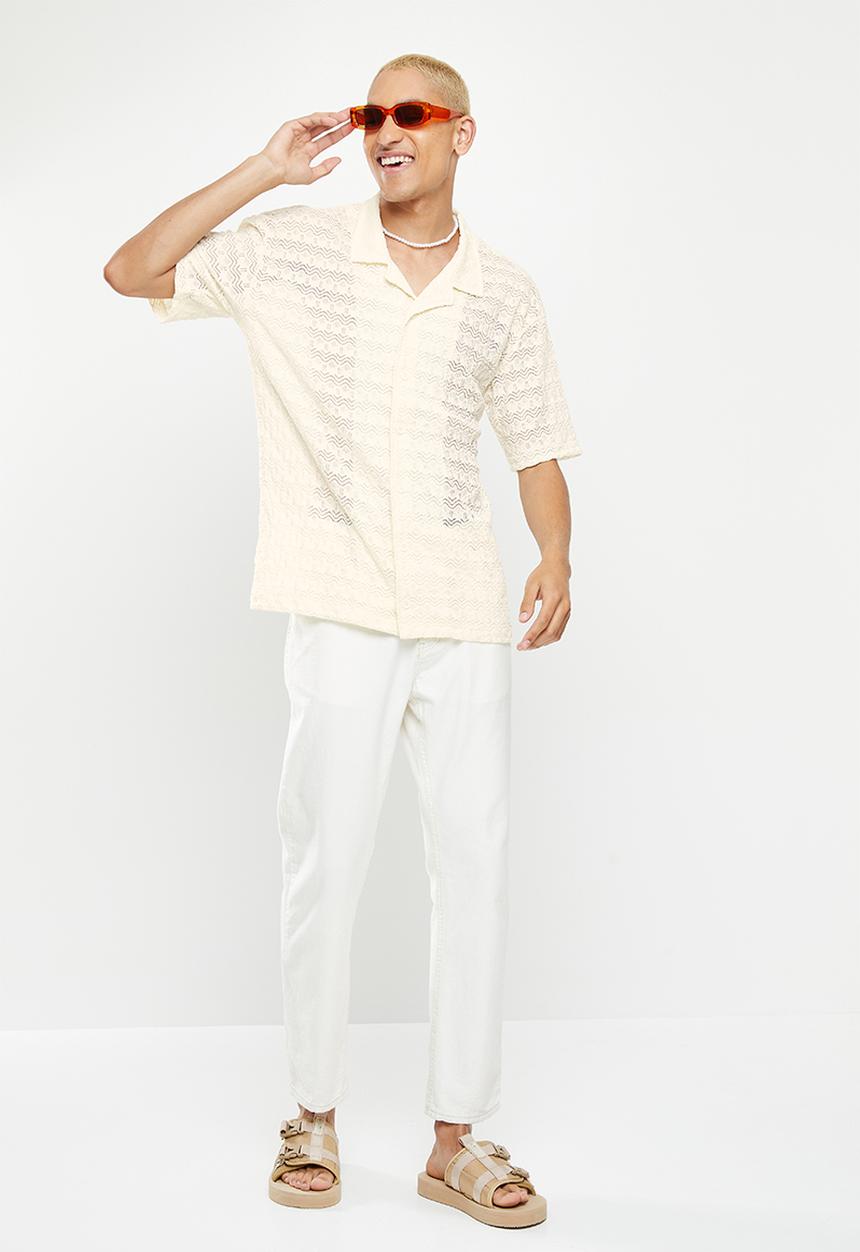 Jonathan D - Men's woven shirt - cream