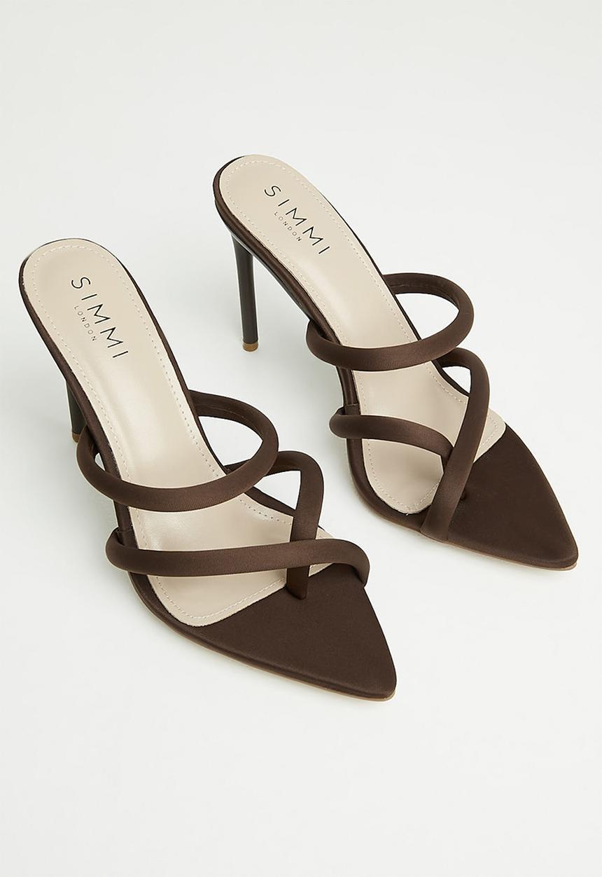 SIMMI London - Joella-3 toe loop stiletto mule - brown