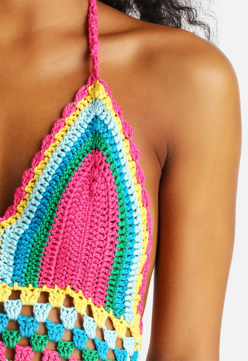 Glamorous - Rainbow Crochet Top