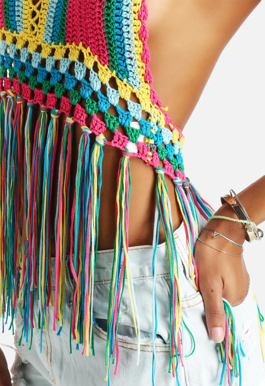 Glamorous - Rainbow Crochet Top