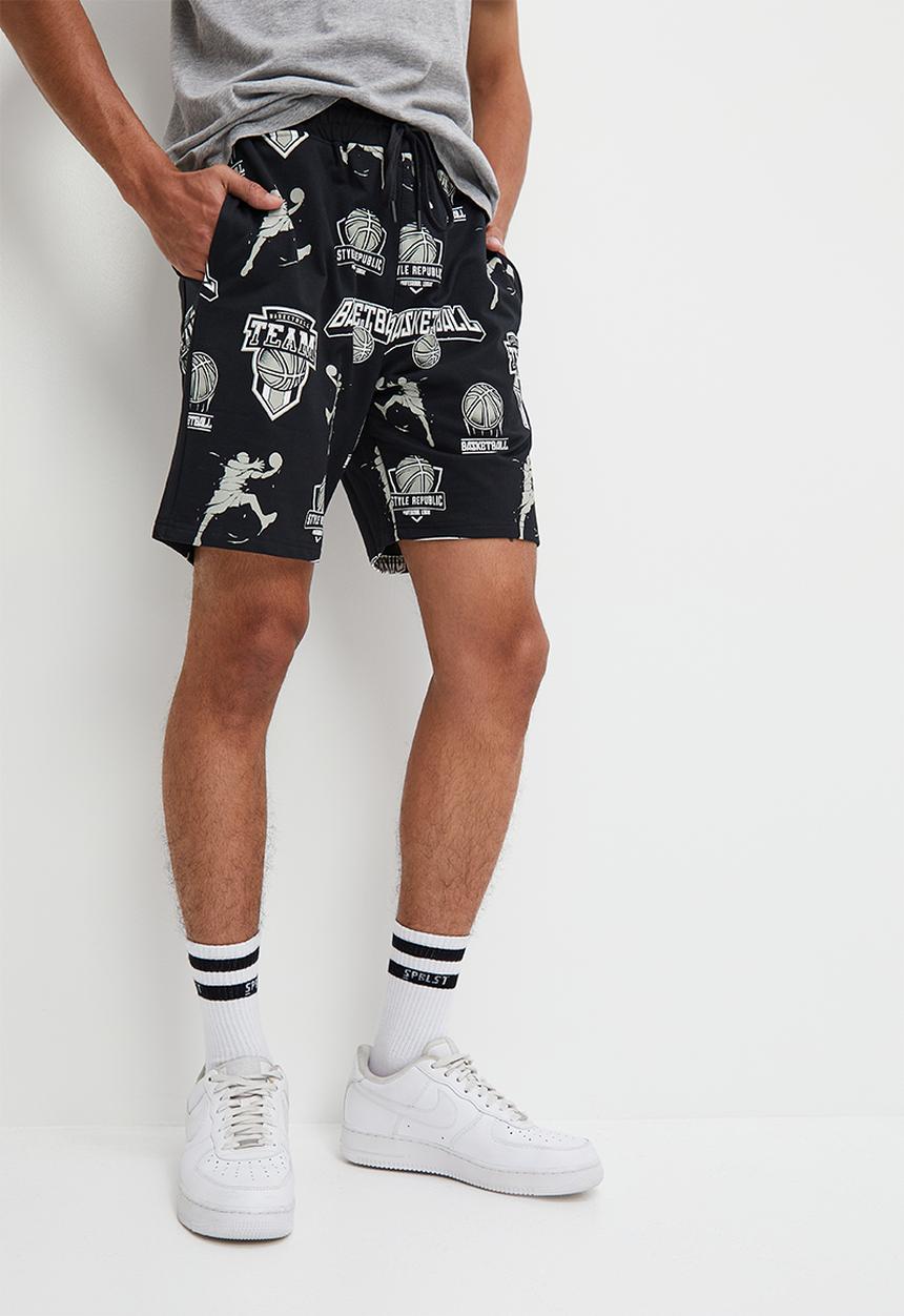 STYLE REPUBLIC - Aop fleece short black