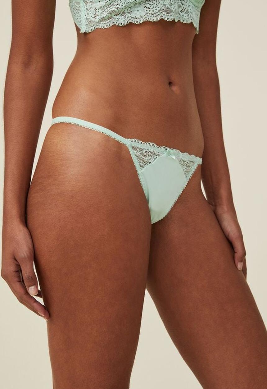 Cotton On - Ultimate comfort lace tanga g string brief - cameo green