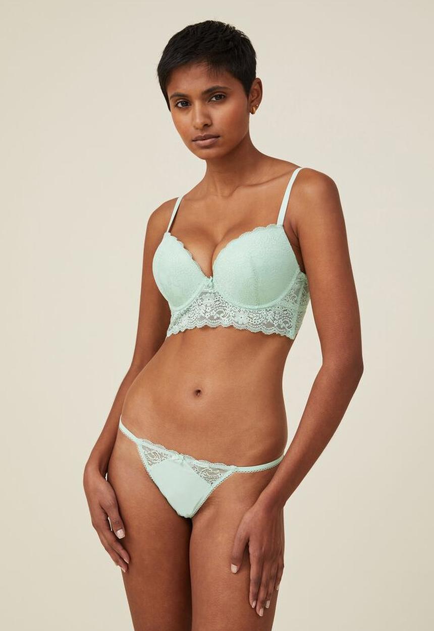 Cotton On - Ultimate comfort lace tanga g string brief - cameo green