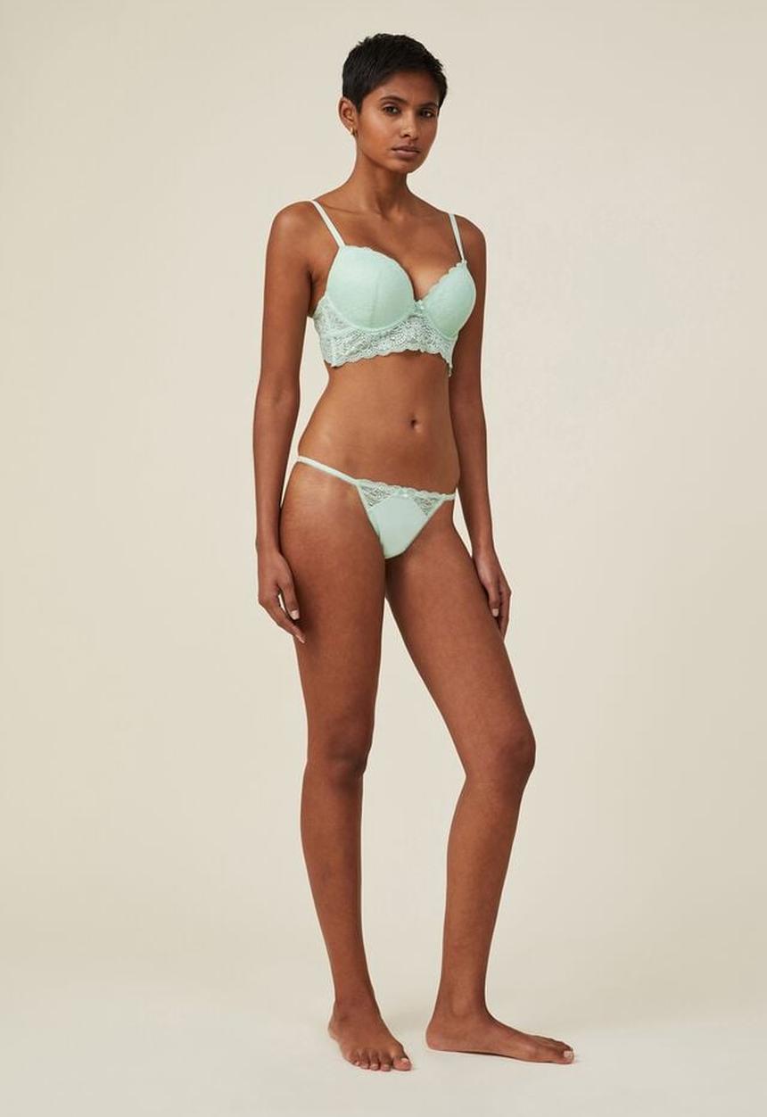 Cotton On - Ultimate comfort lace tanga g string brief - cameo green