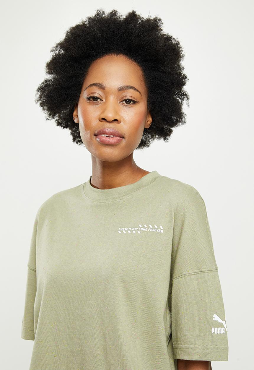 PUMA - Re: collection relaxed tee - pebble gray heather