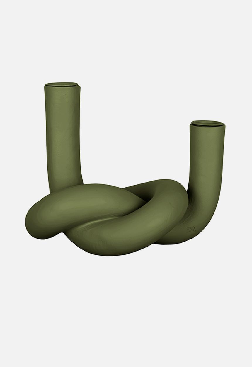 Present Time - Knot double candle holder - moss green