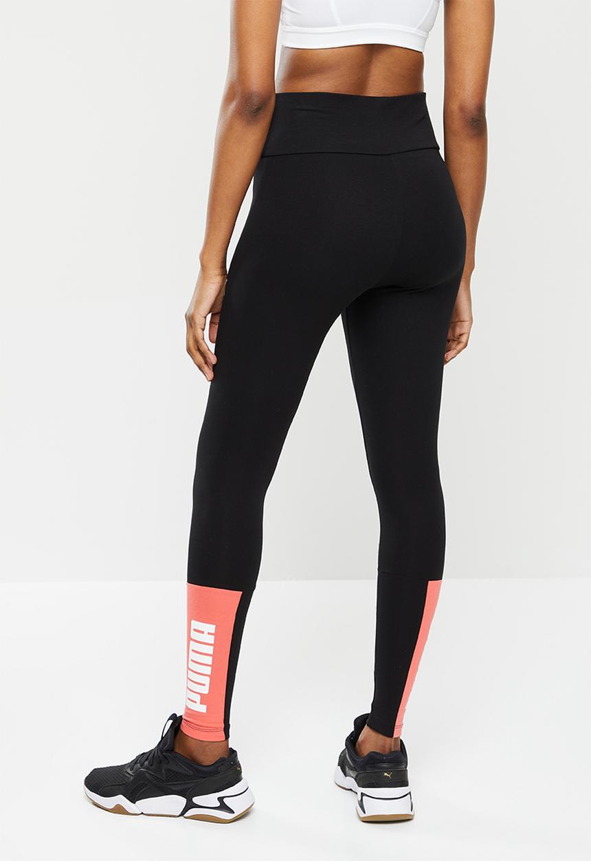 PUMA - Puma power colorblock leggings - puma black / salmon