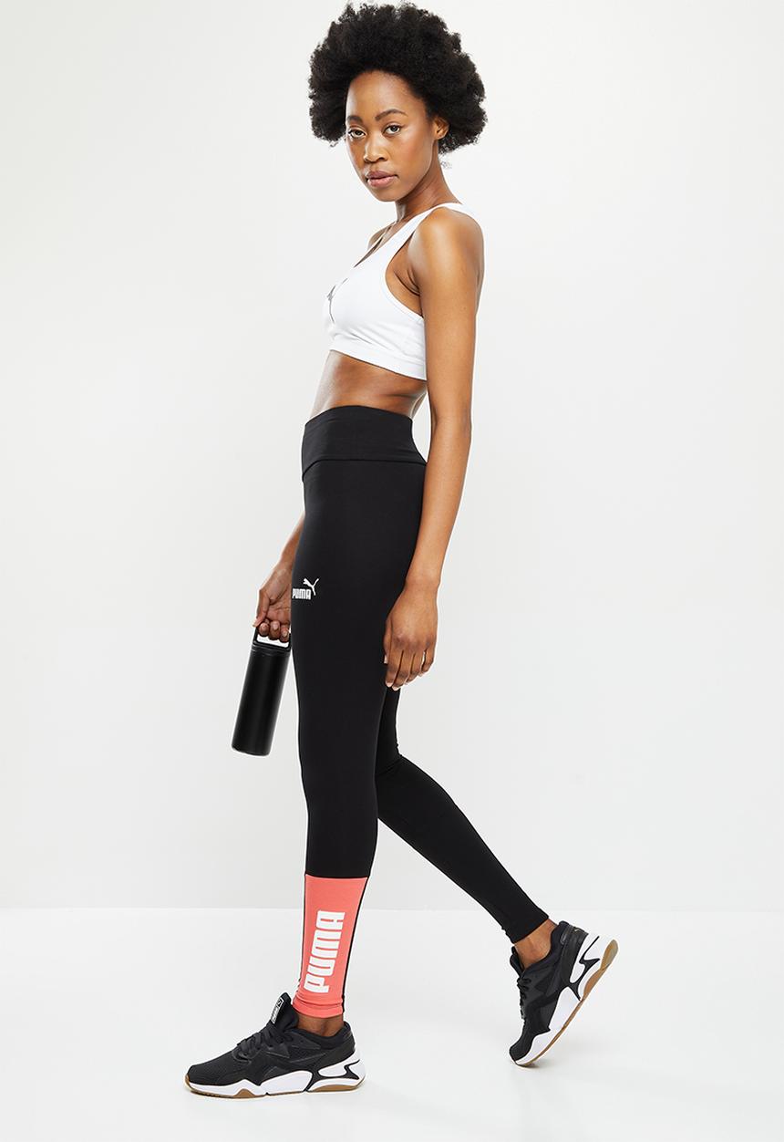 PUMA - Puma power colorblock leggings - puma black / salmon