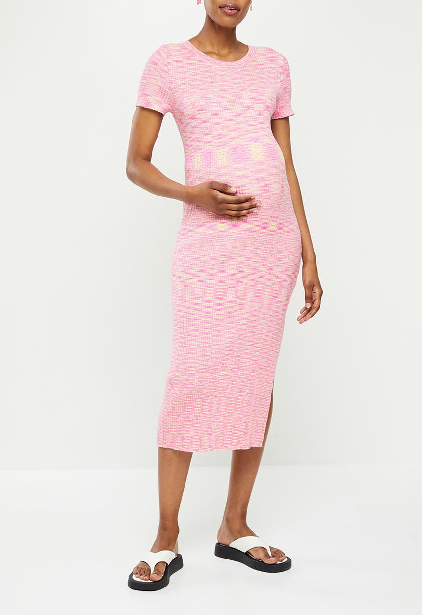 Cotton On - Maternity friendly space dye midi dress - pink cake spacedye