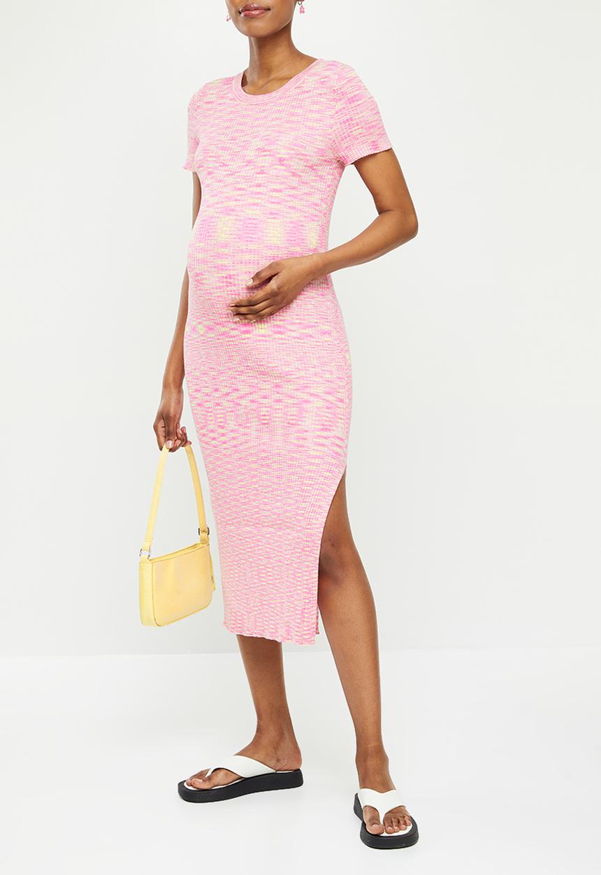 Cotton On - Maternity friendly space dye midi dress - pink cake spacedye
