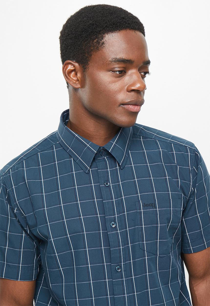 JEEP - Short sleeve yarn dyed check - navy