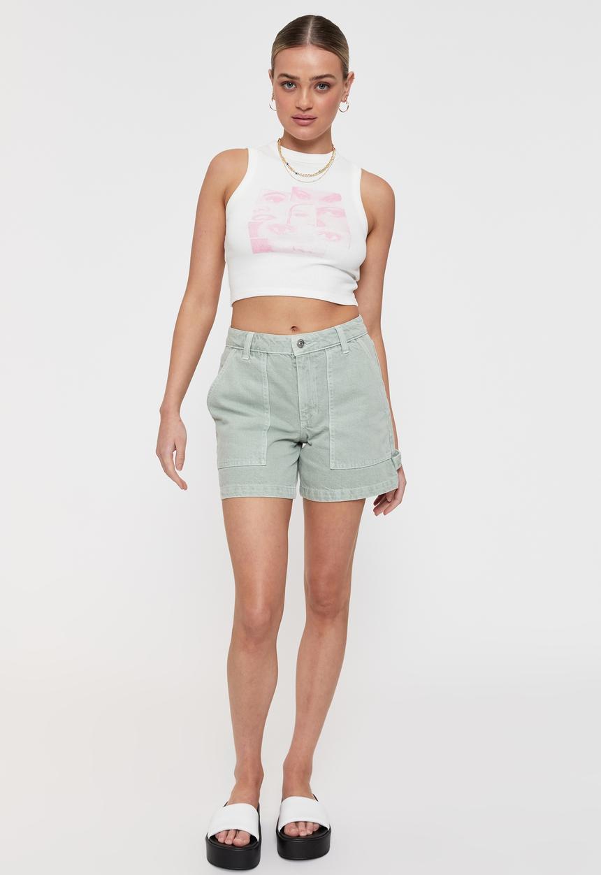 Supré  - Skater denim short - muted green
