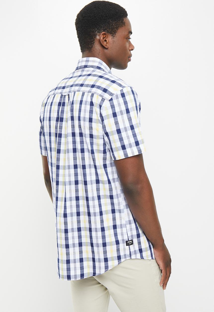 JEEP - Short sleeve yarn dyed check - navy/butter