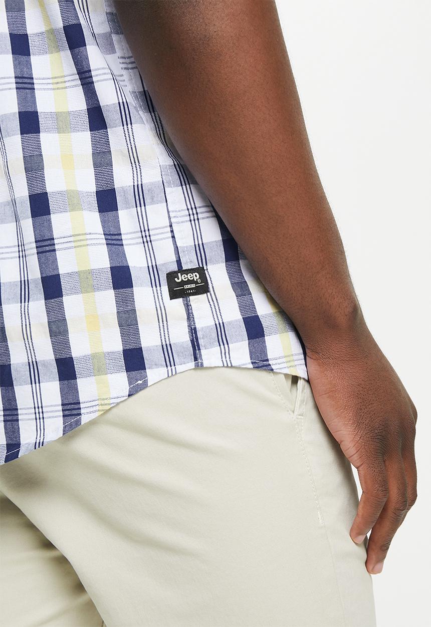 JEEP - Short sleeve yarn dyed check - navy/butter