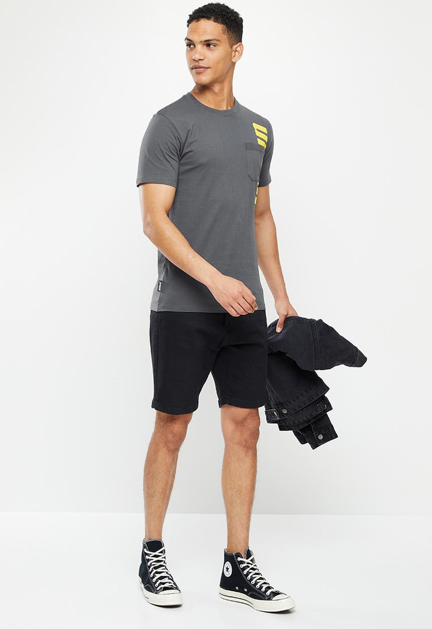 urban° - Urban gel and reflective print chest tee - charcoal