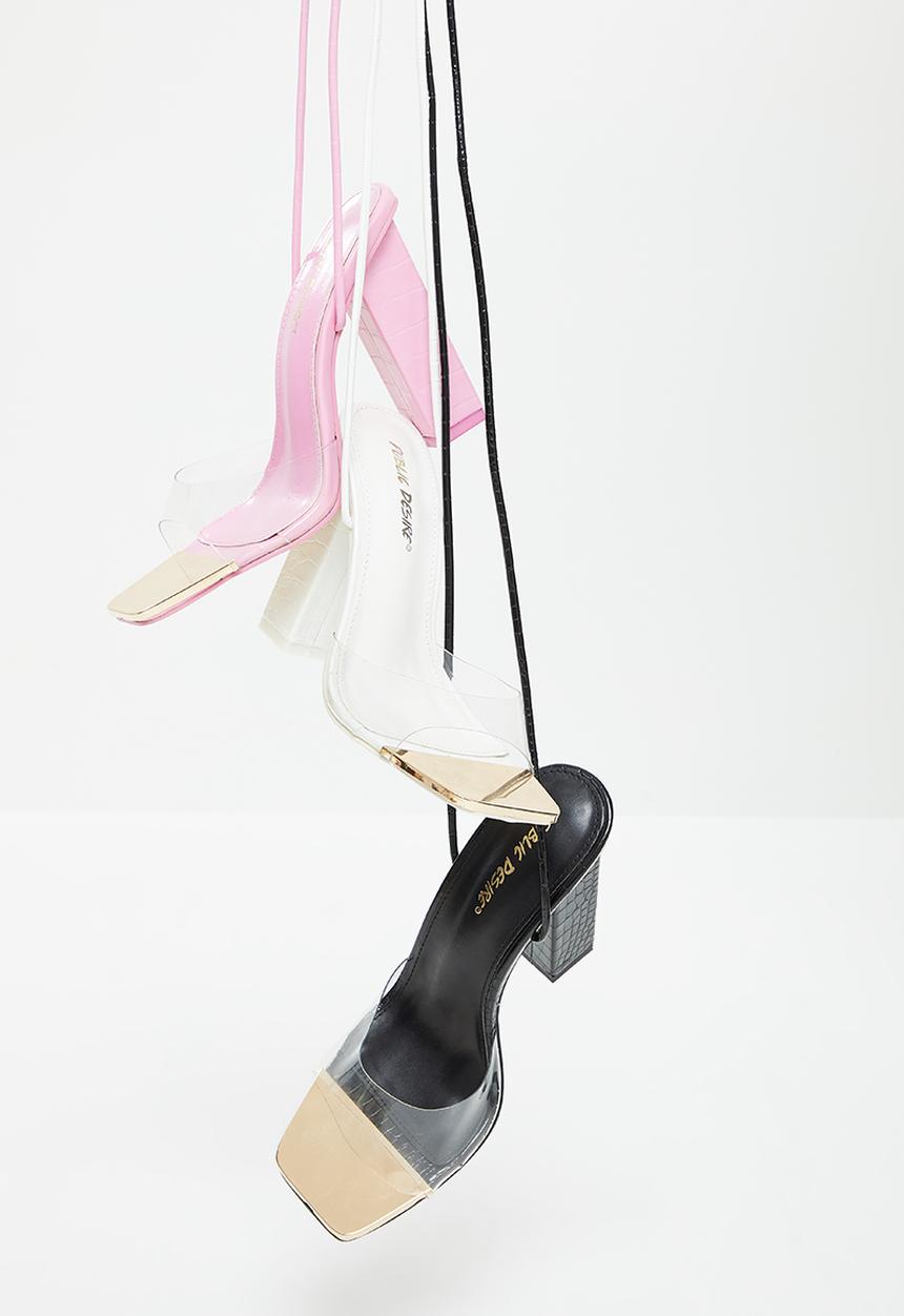 Public Desire - Date-night block heel - black patent croc 