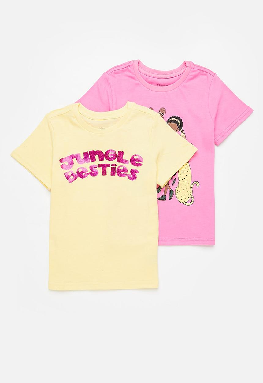 Superbalist - 2 Pack printed tees - pink & yellow