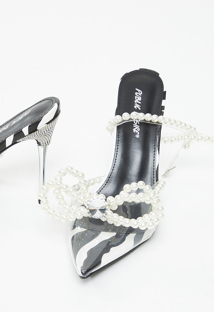 Public Desire - Pearl barely there court stiletto - zebra