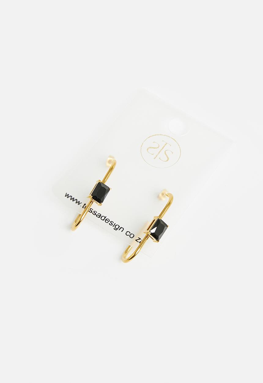 Tessa Design - Rozanne cobalt stone geometric hoop - gold