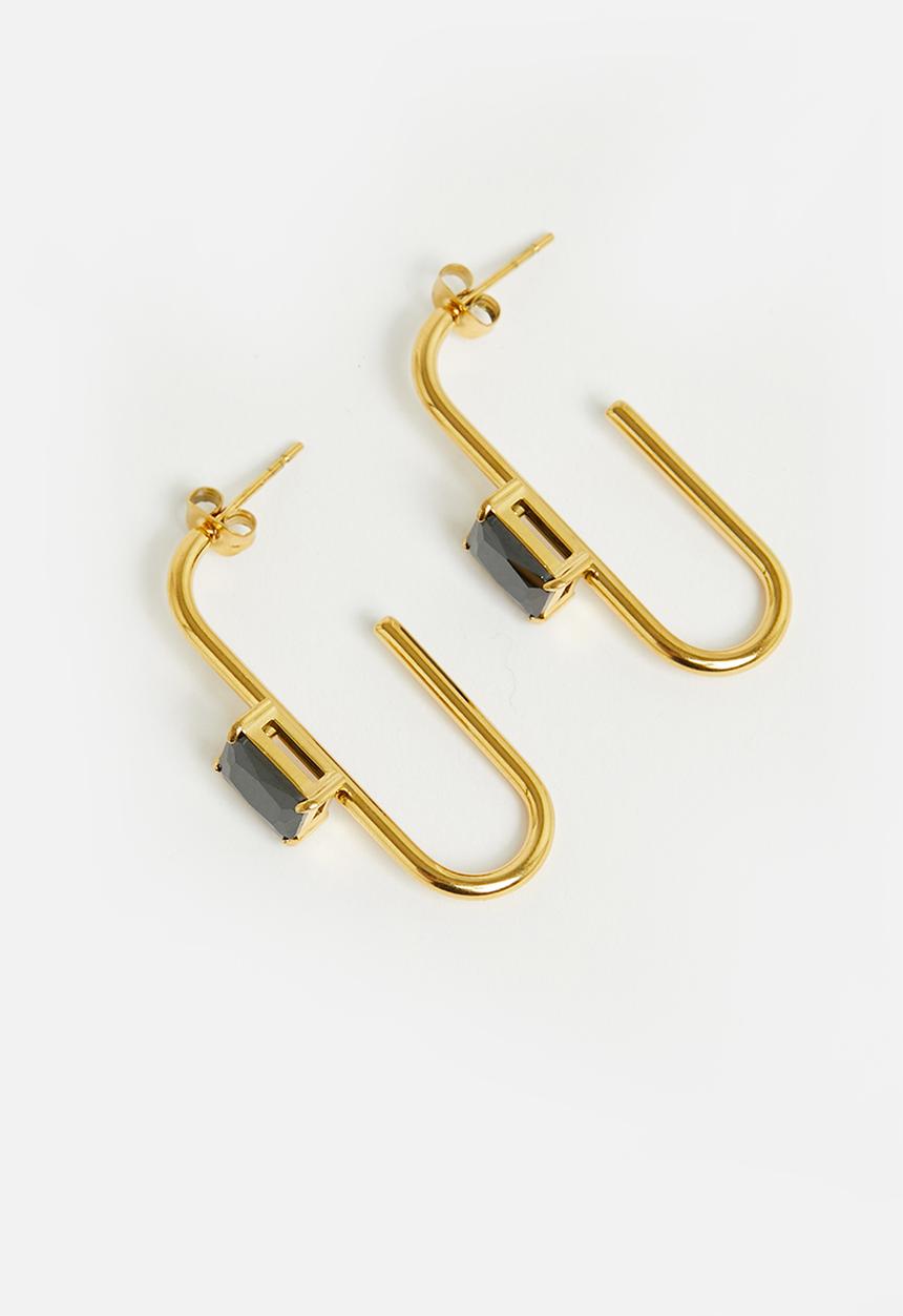 Tessa Design - Rozanne cobalt stone geometric hoop - gold