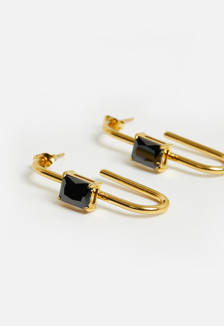 Tessa Design - Rozanne cobalt stone geometric hoop - gold