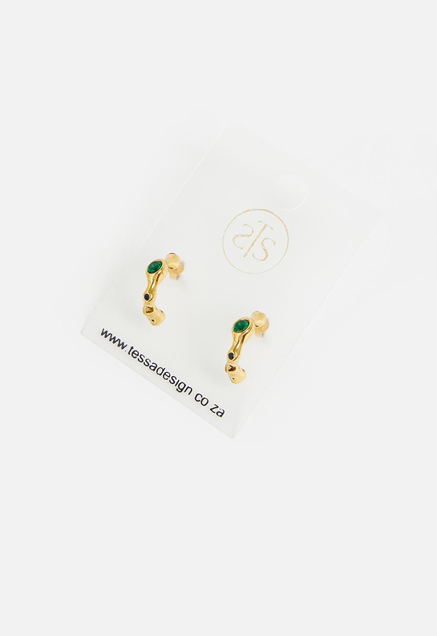 Tessa Design - Remy gem stone encrusted hoop - gold
