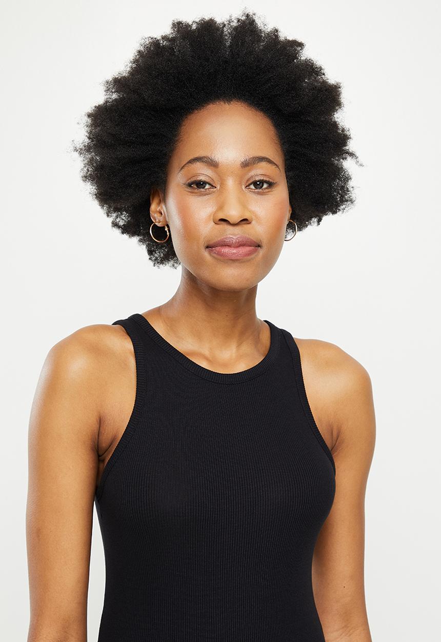Vero Moda - Roma sleeveless rib dress - black