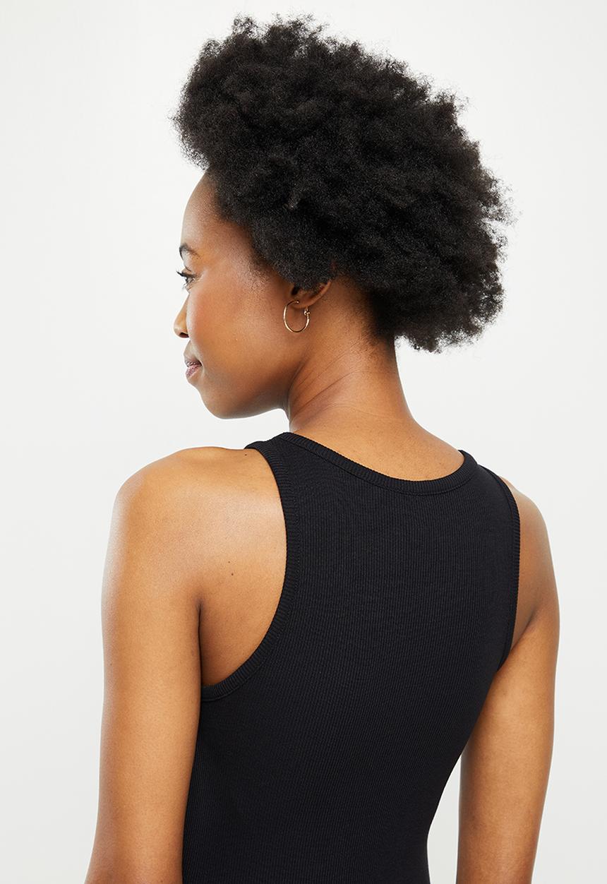 Vero Moda - Roma sleeveless rib dress - black