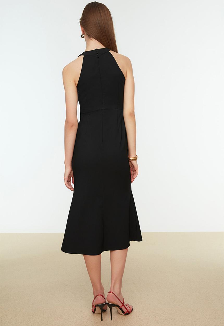 Trendyol - Halter neck flywheel hem dress - black
