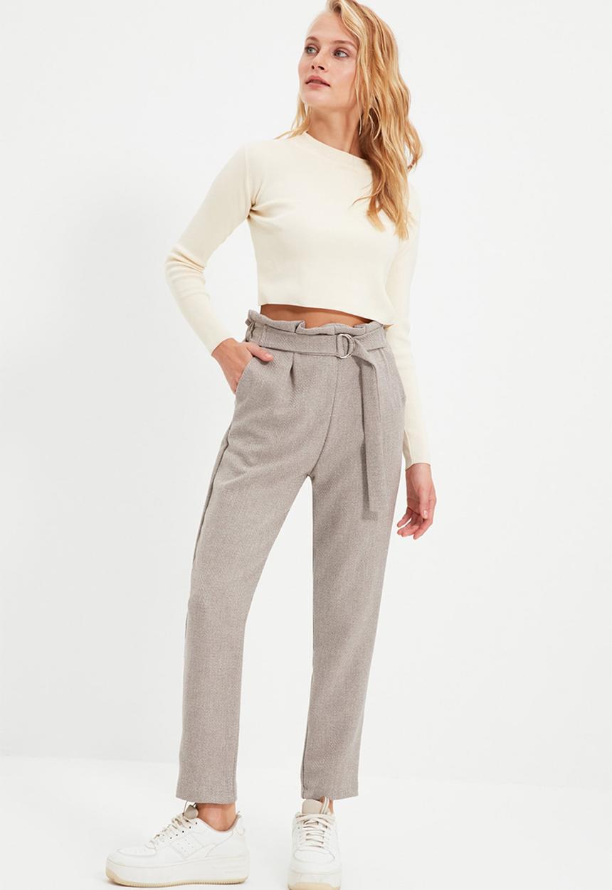 Trendyol - Paperbag belted trousers - grey